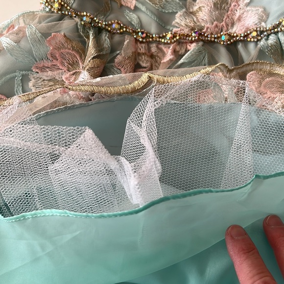 Girls Rare Editions Green Lace Floral Party Dress Sz 5 - Picture 9 of 13